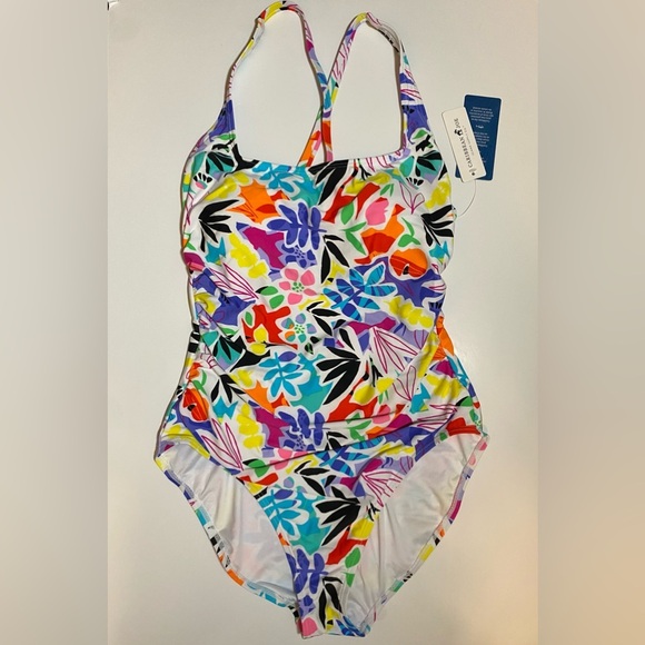 NWT Caribbean Joe Shirred One Piece Swim Tummy Control Adjustable Strap Bathing - Picture 2 of 8